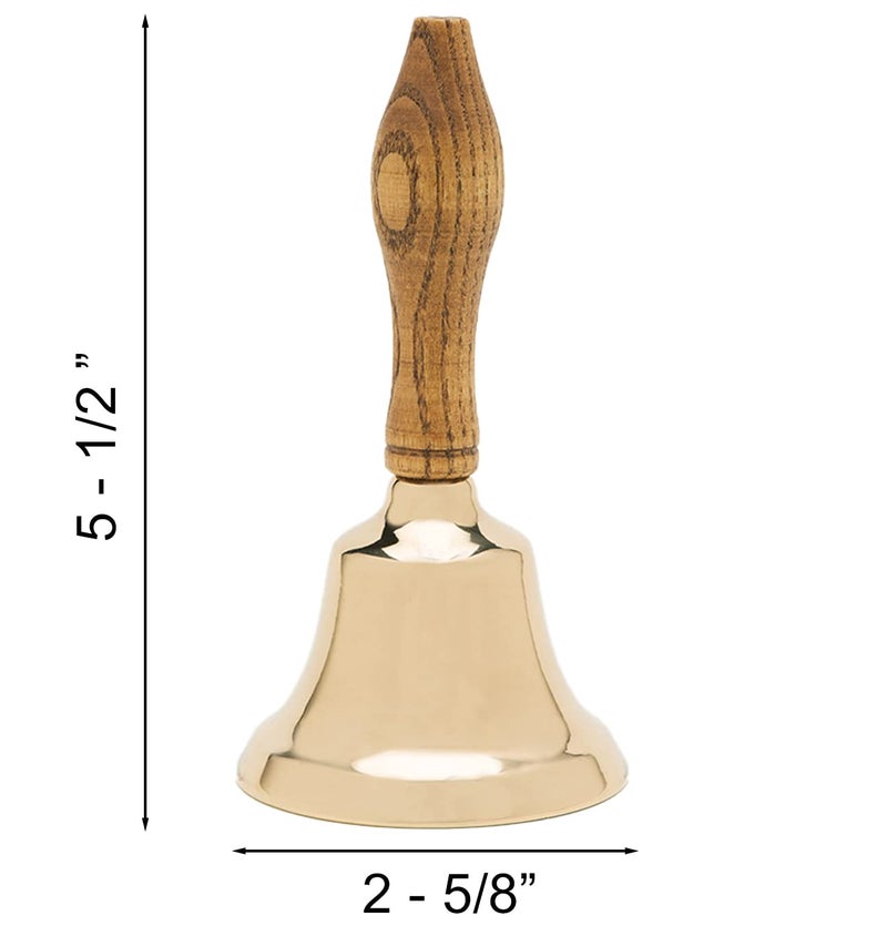 Bevin Bells Solid Brass Hand Bell | 2HB | New England Hardwood Handle | Elegant Hand Call Bell | Noise Makers | Loud Brass Bells | Easy to Grip Handle | Teacher Handheld Bell | Made in CT, USA - Image 1